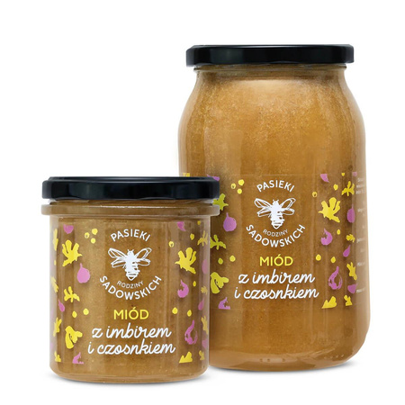 Pasieki Sadowskich - Miód z imbirem i czosnkiem 430g