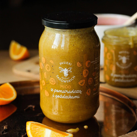Pasieki Sadowskich - Miód z pomarańczą i goździkami 430g