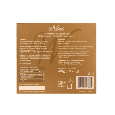 Czarna herbata Sir William’s Tea Ceylon Gold 100x2g