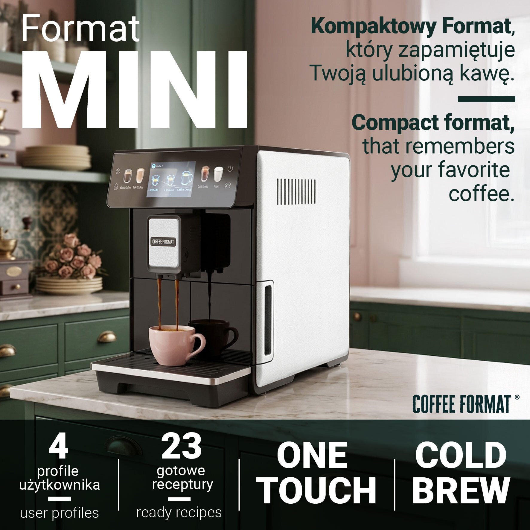 Funkcje automatycznego ekspresu Format MINI White